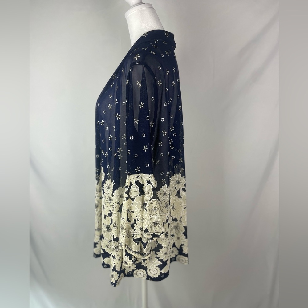 Ember Semi-Sheer Floral Bell Sleeve Polyester Embroidered Boho Cardigan Size M